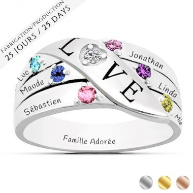 Personalized family LOVE ring